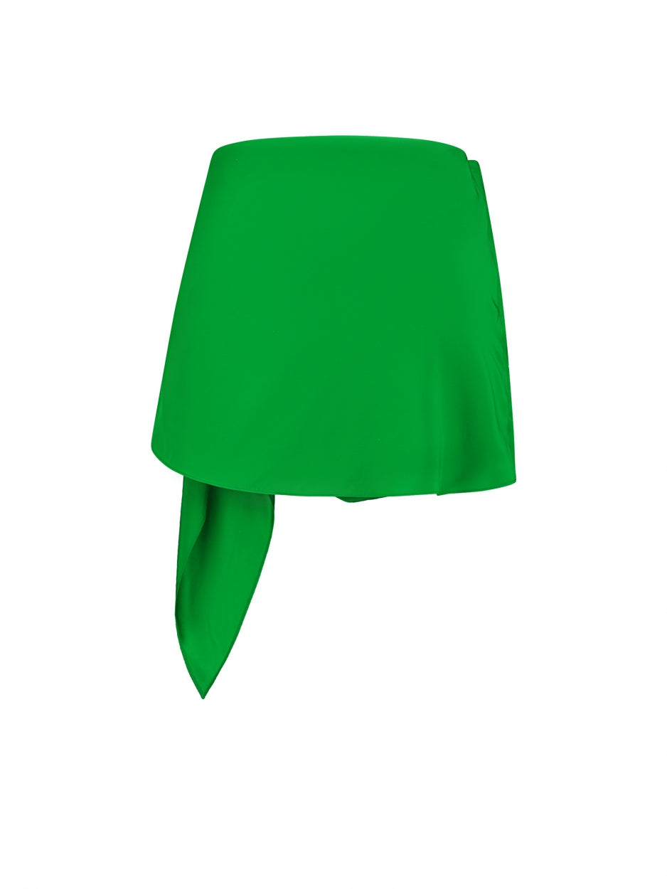 green silk mini skirt