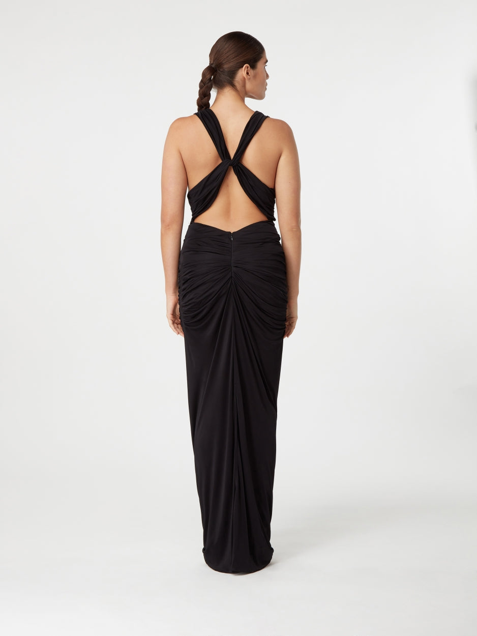 long maxi black sheer dress