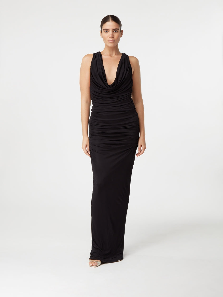 long maxi black sheer dress