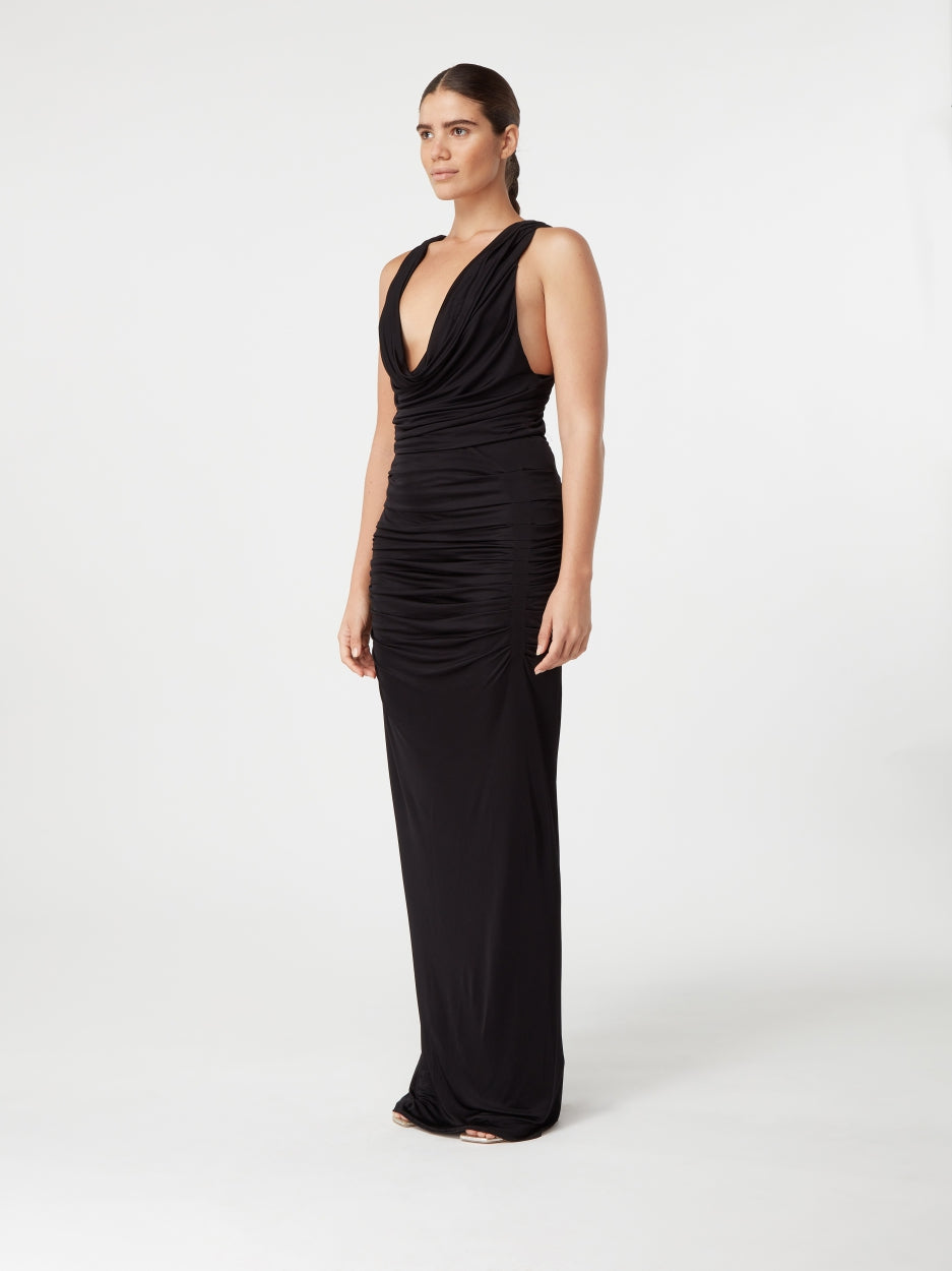 long maxi black sheer dress