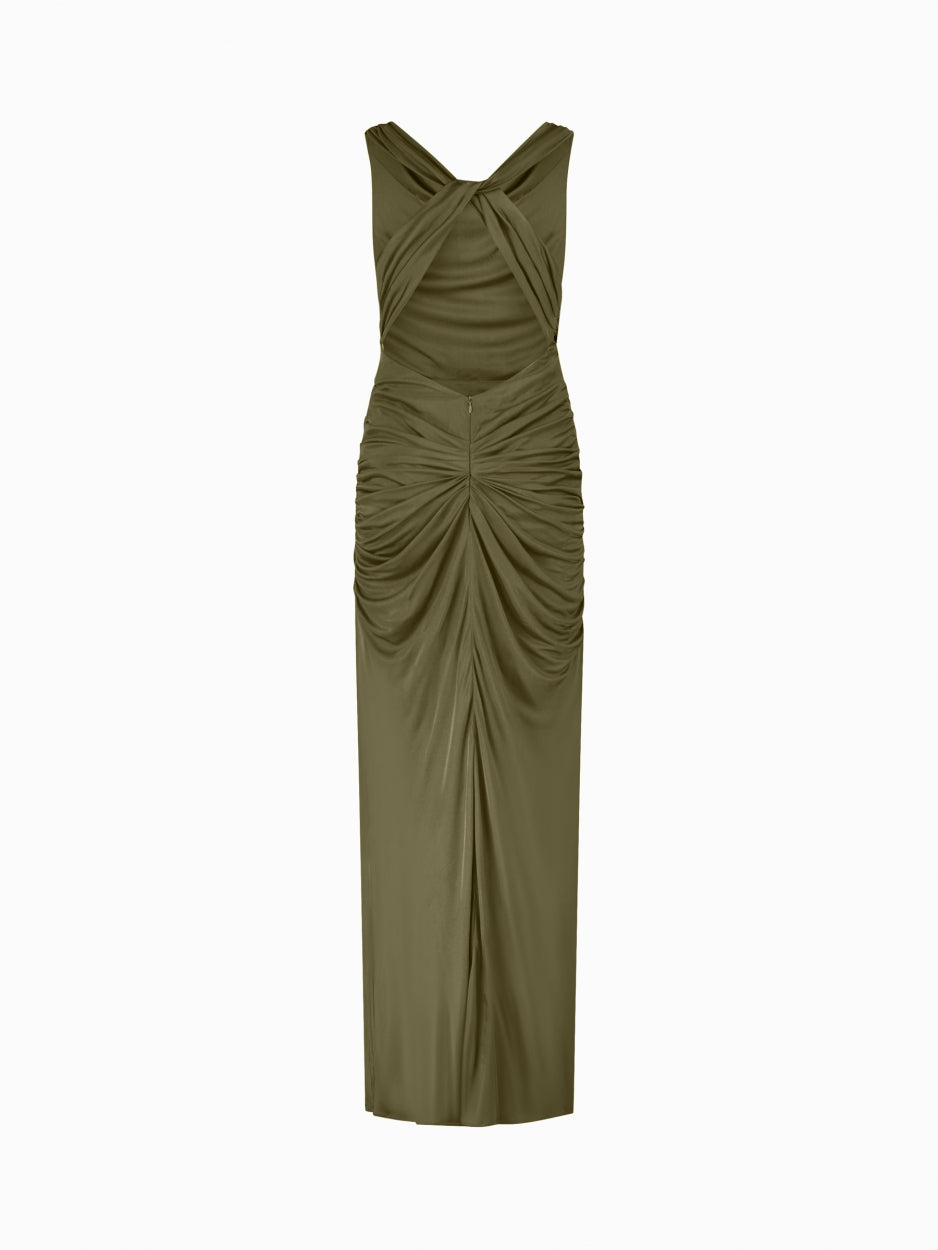 long maxi green sheer dress