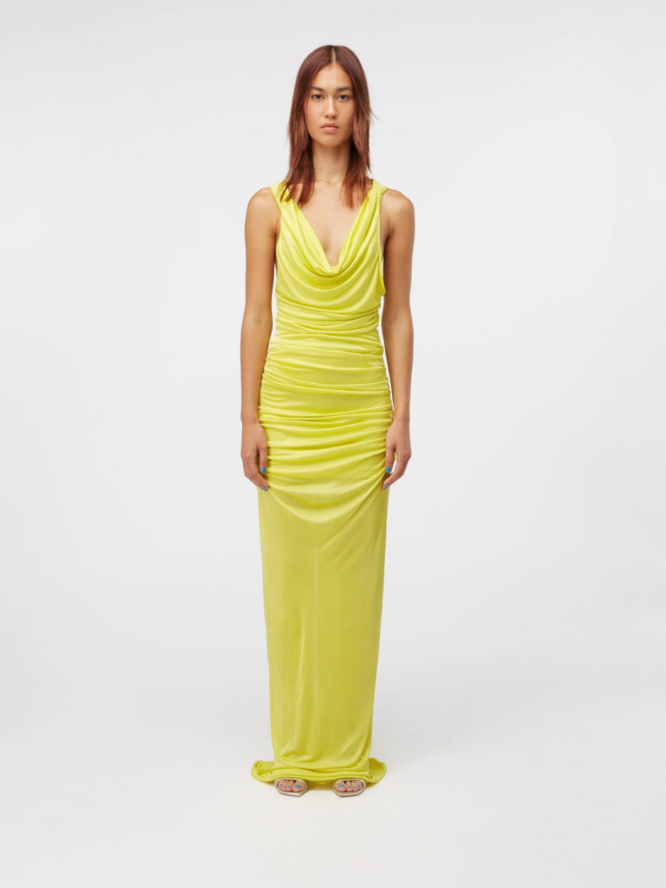 long maxi yellow sheer dress