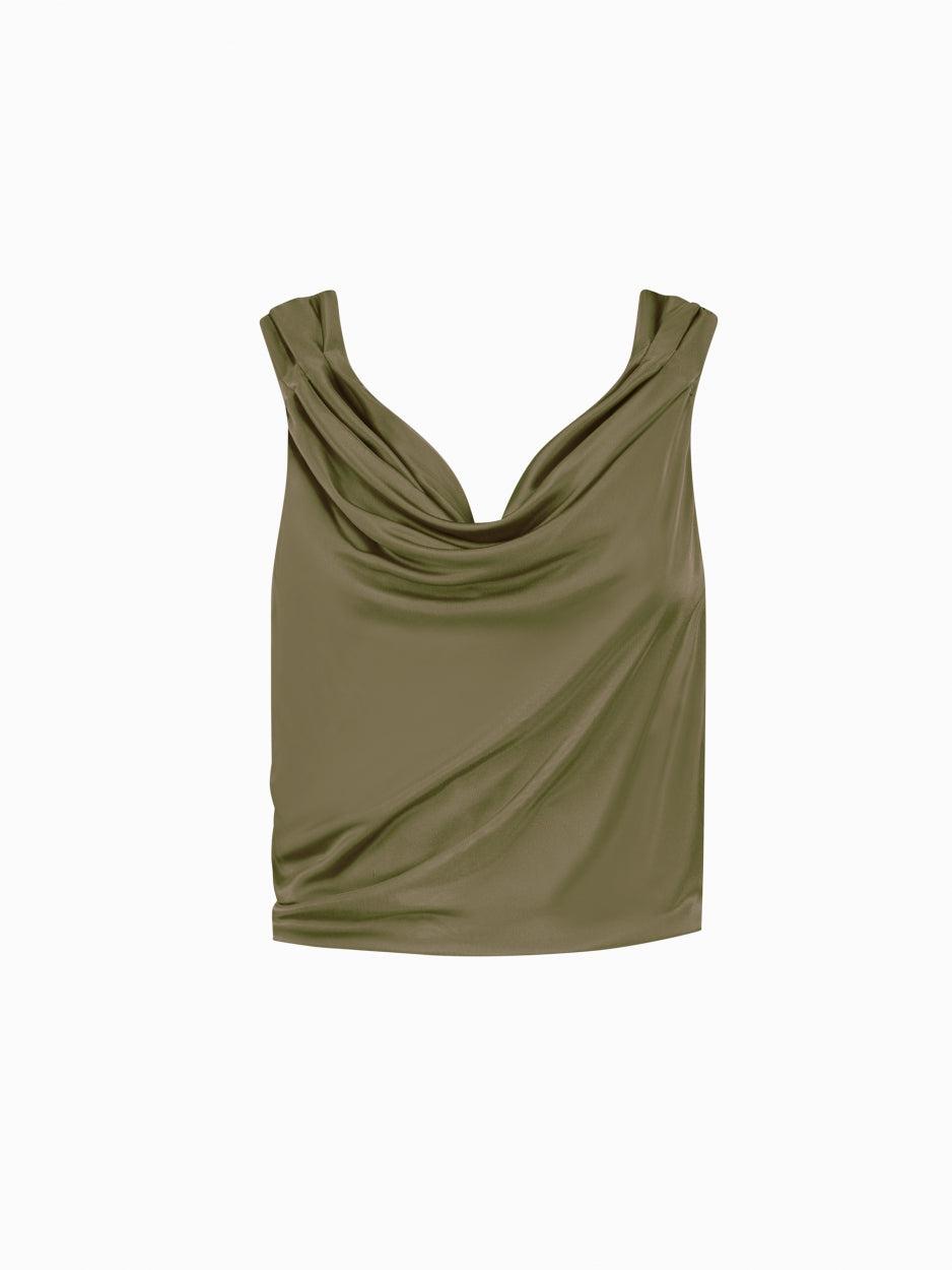 khaki green draped top