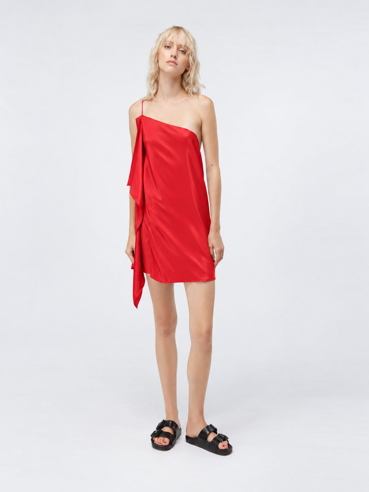 Misaki Scarlet – Asymmetric Silk Mini Dress