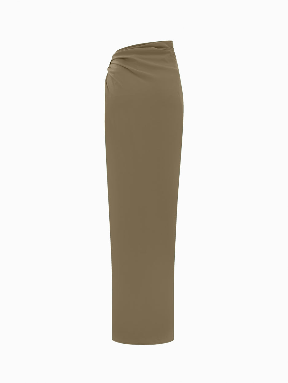 khaki green long maxi skirt