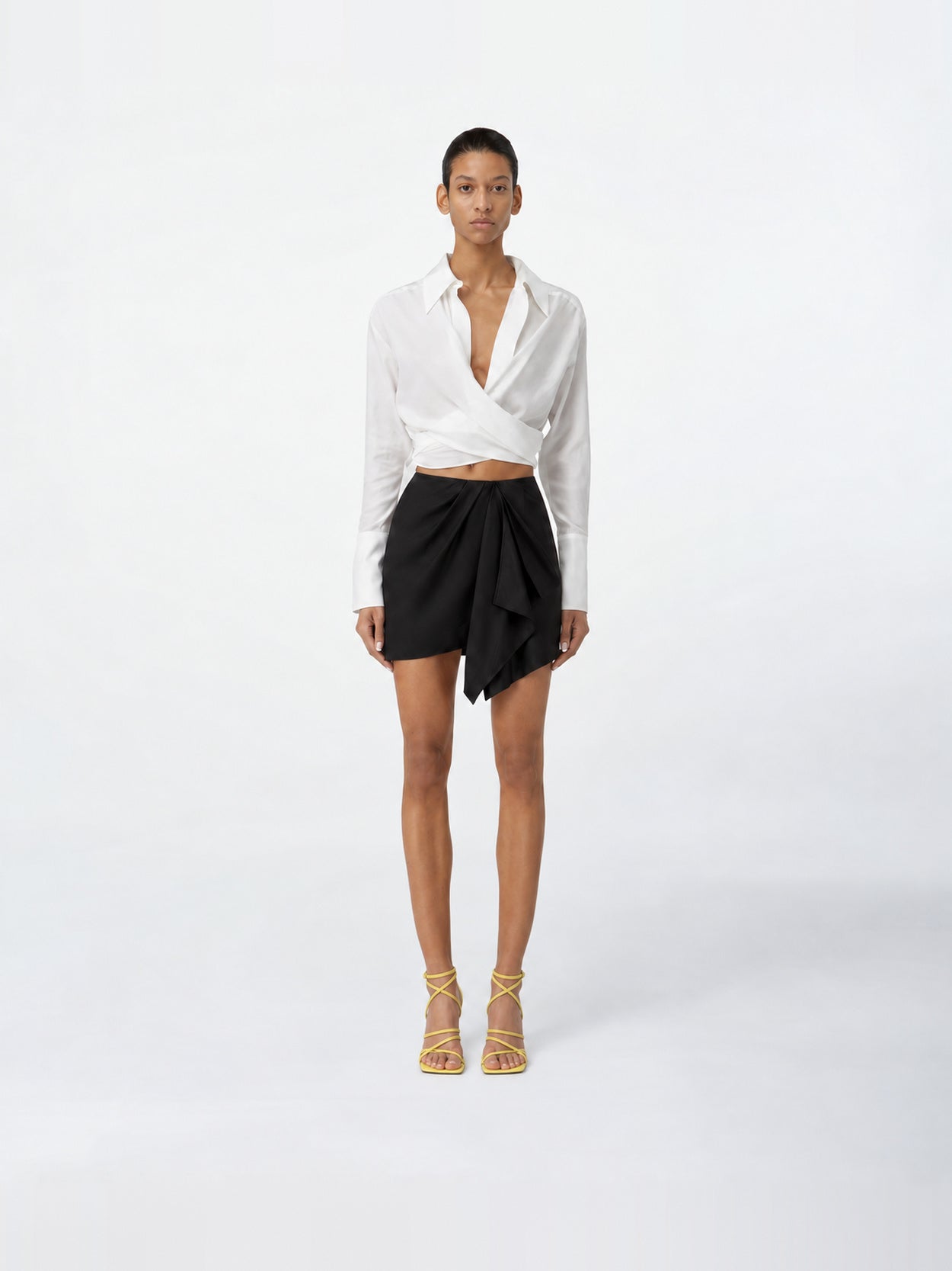 Anjo Black – Draped Silk Mini Skirt