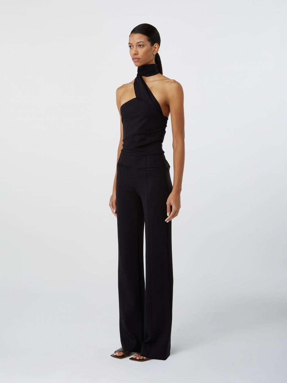 halter neck black jumpsuit