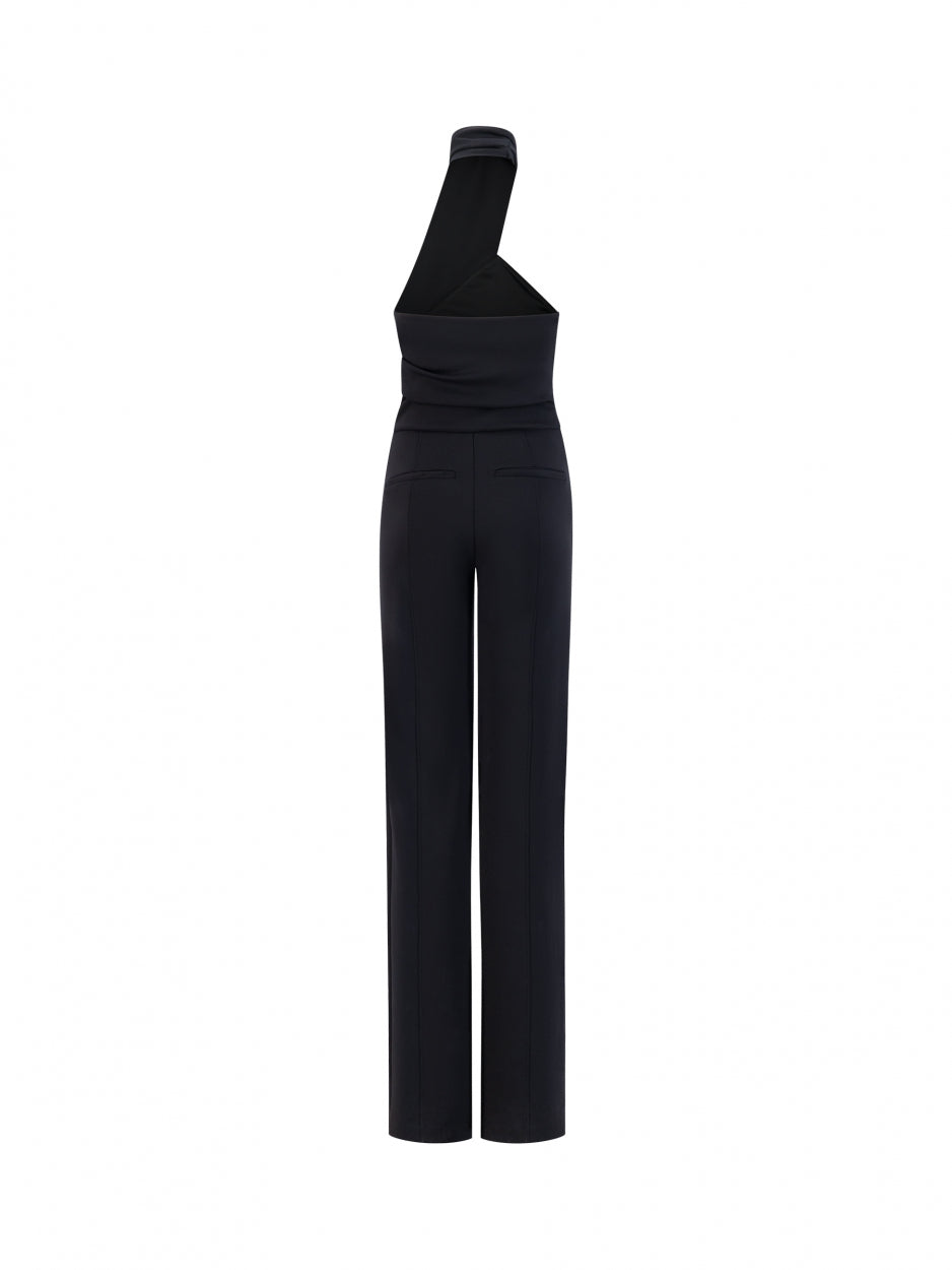 halter neck black jumpsuit