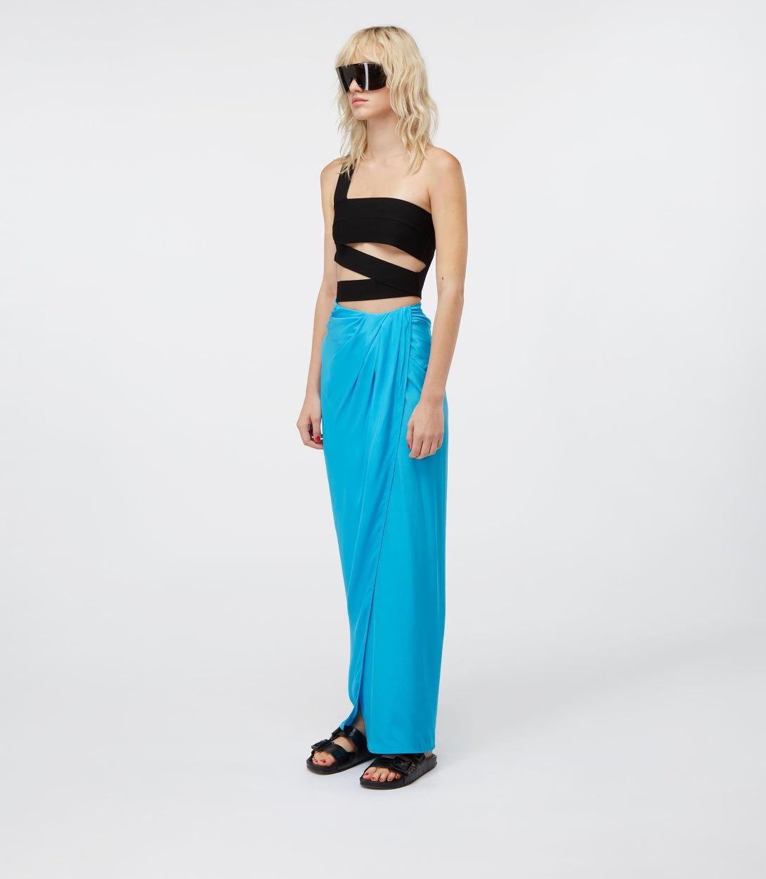 blue long maxi skirt